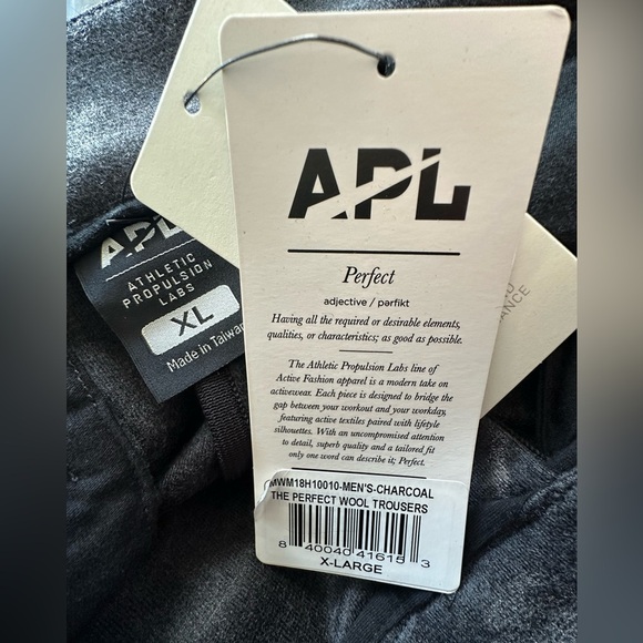 APL Pants Mens Size XL Charcoal The Perfect Wool Blend Trousers - Picture 3 of 4